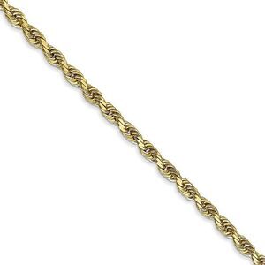 3mm 10k Yellow Gold D/C Quadruple Rope Chain Necklace, 22 Inch